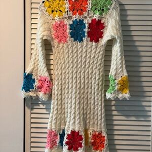 Colorful Crochet Knit Dress